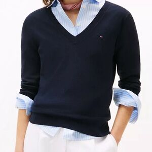 Black Tommy Hilfiger V Neck Sweater